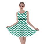 Emerald Green & White Zigzag Pattern Skater Dress