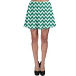 Emerald Green & White Zigzag Pattern Skater Skirt
