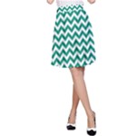 Emerald Green & White Zigzag Pattern A-Line Skirt