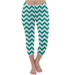Emerald Green & White Zigzag Pattern Capri Winter Leggings 