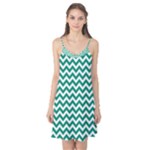 Emerald Green & White Zigzag Pattern Camis Nightgown