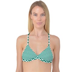 Emerald Green & White Zigzag Pattern Reversible Tri Bikini Top by Zandiepants
