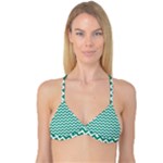 Emerald Green & White Zigzag Pattern Reversible Tri Bikini Top