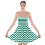 Emerald Green & White Zigzag Pattern Strapless Dresses