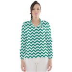 Emerald Green & White Zigzag Pattern Wind Breaker (Women)