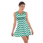 Emerald Green & White Zigzag Pattern Racerback Dresses