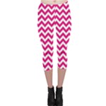 Hot Pink & White Zigzag Pattern Capri Leggings 