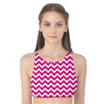 Hot Pink & White Zigzag Pattern Tank Bikini Top