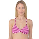 Hot Pink & White Zigzag Pattern Reversible Tri Bikini Top