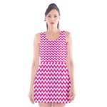 Hot Pink & White Zigzag Pattern Scoop Neck Skater Dress