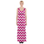 Hot Pink & White Zigzag Pattern Maxi Thigh Split Dress