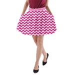 Hot Pink & White Zigzag Pattern A-Line Pocket Skirt