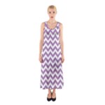 Lilac Purple & White Zigzag Pattern Sleeveless Maxi Dress