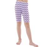 Lilac Purple & White Zigzag Pattern Kid s Mid Length Swim Shorts
