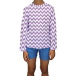 Lilac Purple & White Zigzag Pattern Kid s Long Sleeve Swimwear