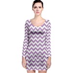 Lilac Purple & White Zigzag Pattern Long Sleeve Bodycon Dress