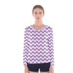 Lilac Purple & White Zigzag Pattern Women s Long Sleeve Tee