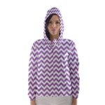 Lilac Purple & White Zigzag Pattern Hooded Wind Breaker (Women)