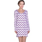 Lilac Purple & White Zigzag Pattern Long Sleeve Nightdress