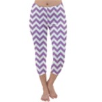 Lilac Purple & White Zigzag Pattern Capri Winter Leggings 