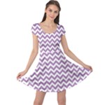 Lilac Purple & White Zigzag Pattern Cap Sleeve Dresses