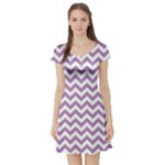 Lilac Purple & White Zigzag Pattern Short Sleeve Skater Dress