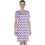 Lilac Purple & White Zigzag Pattern Short Sleeve Nightdress