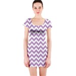 Lilac Purple & White Zigzag Pattern Short Sleeve Bodycon Dress
