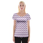 Lilac Purple & White Zigzag Pattern Women s Cap Sleeve Top