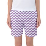 Lilac Purple & White Zigzag Pattern Women s Basketball Shorts