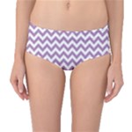 Lilac Purple & White Zigzag Pattern Mid-Waist Bikini Bottoms