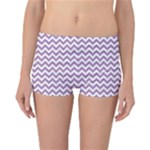 Lilac Purple & White Zigzag Pattern Reversible Boyleg Bikini Bottoms