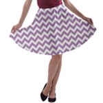 Lilac Purple & White Zigzag Pattern A-line Skater Skirt