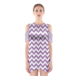 Lilac Purple & White Zigzag Pattern Cutout Shoulder Dress