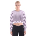 Lilac Purple & White Zigzag Pattern Women s Cropped Sweatshirt
