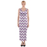 Lilac Purple & White Zigzag Pattern Fitted Maxi Dress