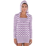 Lilac Purple & White Zigzag Pattern Women s Long Sleeve Hooded T-shirt