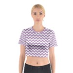 Lilac Purple & White Zigzag Pattern Cotton Crop Top