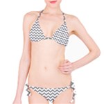 Medium Grey & White Zigzag Pattern Bikini Set