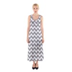 Medium Grey & White Zigzag Pattern Sleeveless Maxi Dress