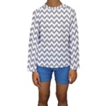 Medium Grey & White Zigzag Pattern Kid s Long Sleeve Swimwear