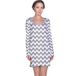 Medium Grey & White Zigzag Pattern Long Sleeve Nightdress