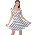 Medium Grey & White Zigzag Pattern Cap Sleeve Dresses
