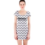 Medium Grey & White Zigzag Pattern Short Sleeve Bodycon Dress