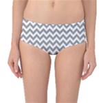 Medium Grey & White Zigzag Pattern Mid-Waist Bikini Bottoms