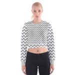 Medium Grey & White Zigzag Pattern Women s Cropped Sweatshirt