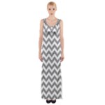 Medium Grey & White Zigzag Pattern Maxi Thigh Split Dress