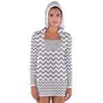 Medium Grey & White Zigzag Pattern Women s Long Sleeve Hooded T-shirt
