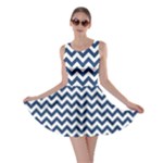 Navy Blue & White Zigzag Pattern Skater Dress