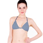 Navy Blue & White Zigzag Pattern Bikini Top
